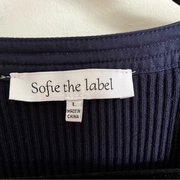 Sofie The Label Blue Exaggerated Puff Sleeve Cropped Button Up Blouse Sz  L EUC - Picture 2 of 16